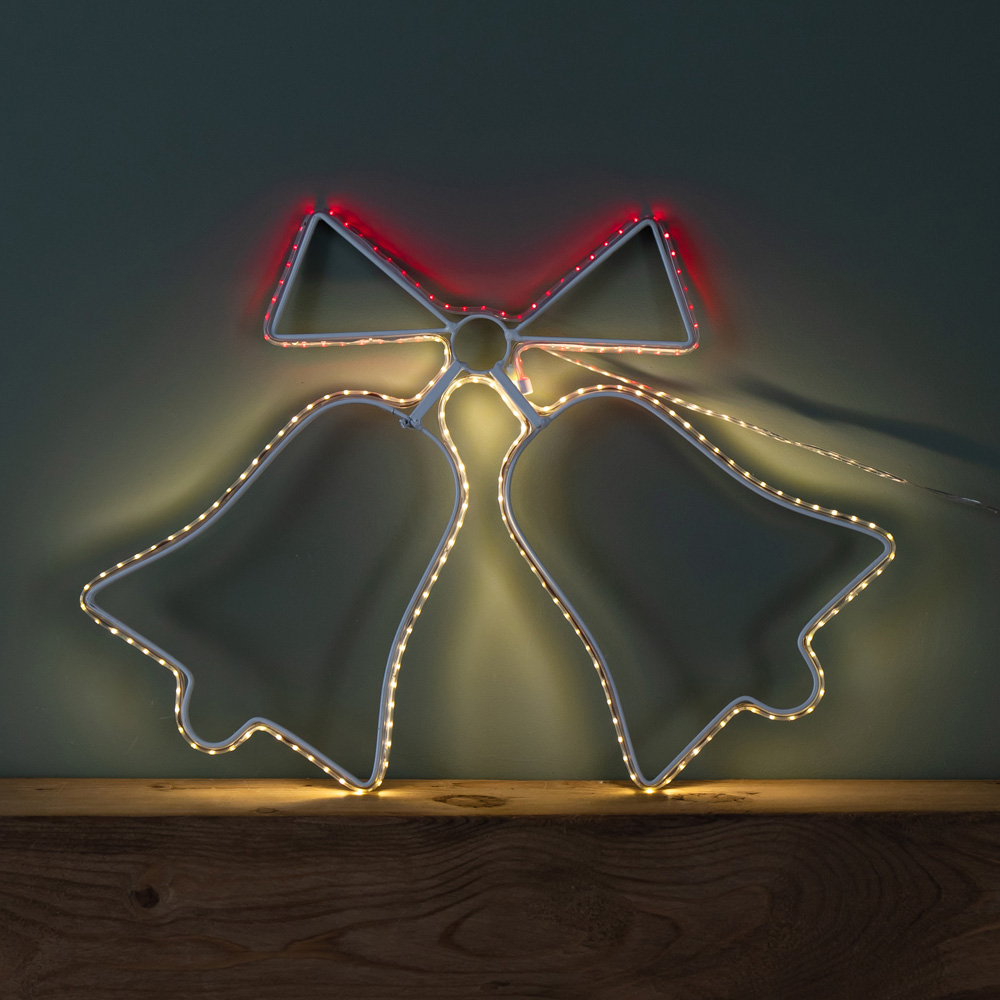 Samuel Alexander 196 LED Hanging Double Bell Silhouette Christmas Decoration 43 x 32cm Image 1
