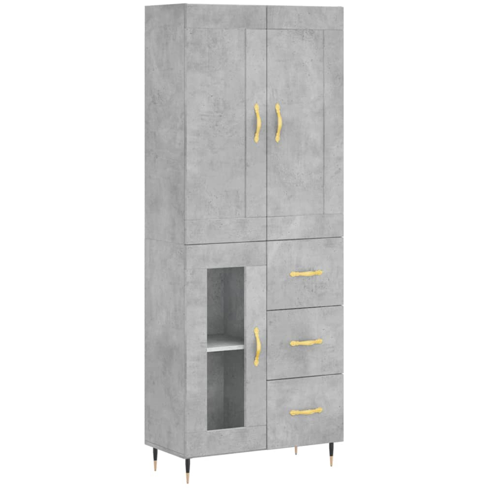 vidaXL 3 Door 3 Drawer Concrete Grey Highboard Image 2