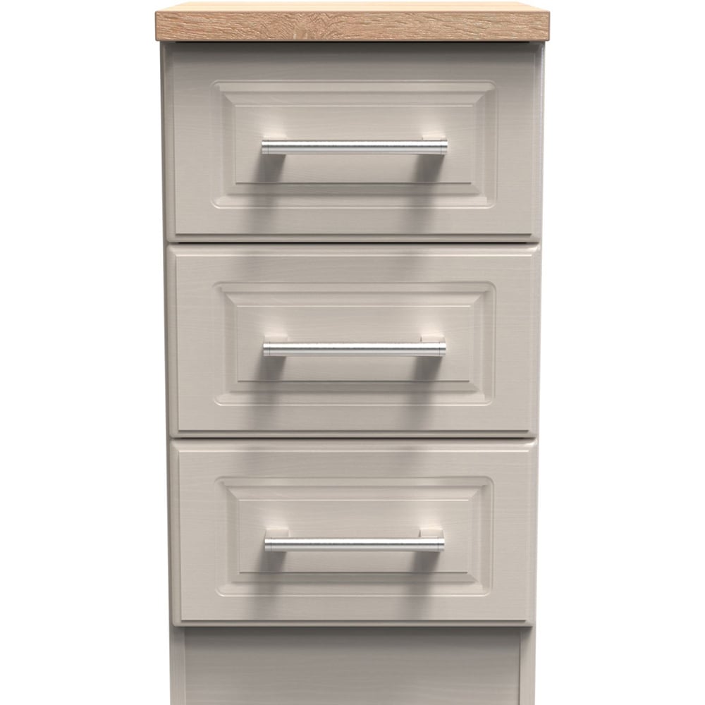 Crowndale Kent 3 Drawer Kashmir Ash and Modern Oak Bedside Table Image 3