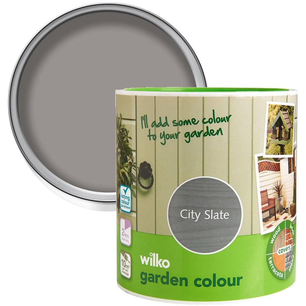 Wilko Garden Colour City Slate Wood Paint 1L Image 1