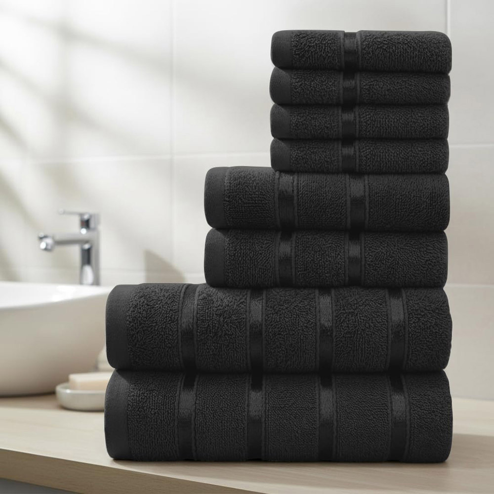 Smart Living Boston 8 Piece Black Towel Bale Set Image 2