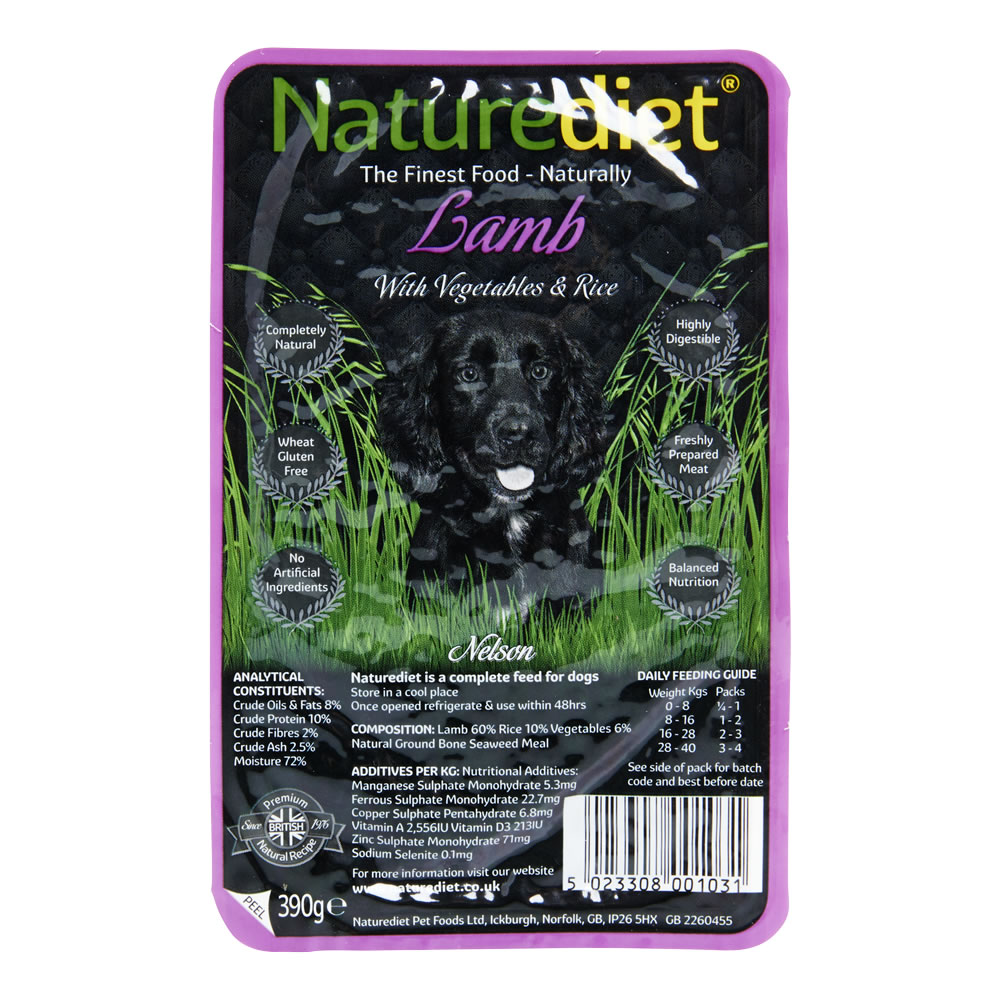 Naturediet Lamb with Vegetables and Rice Dog Food Tray 390g Image