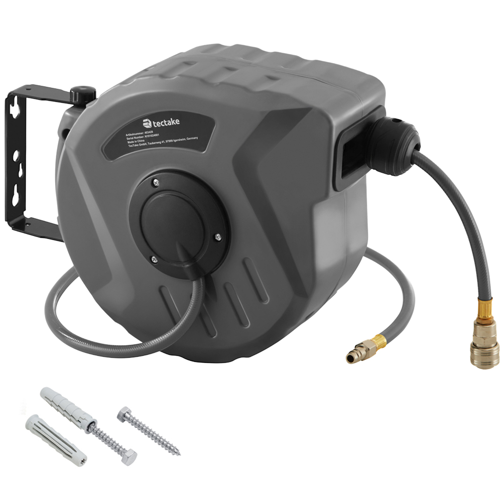 tectake Compressed Air Hose with Reel 10m Image 1