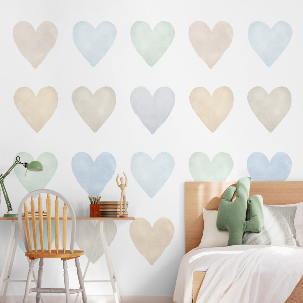 Origin Murals Repeatable Colour My Heart Neutral Duck Egg 3 Drop Wall Mural Image 1