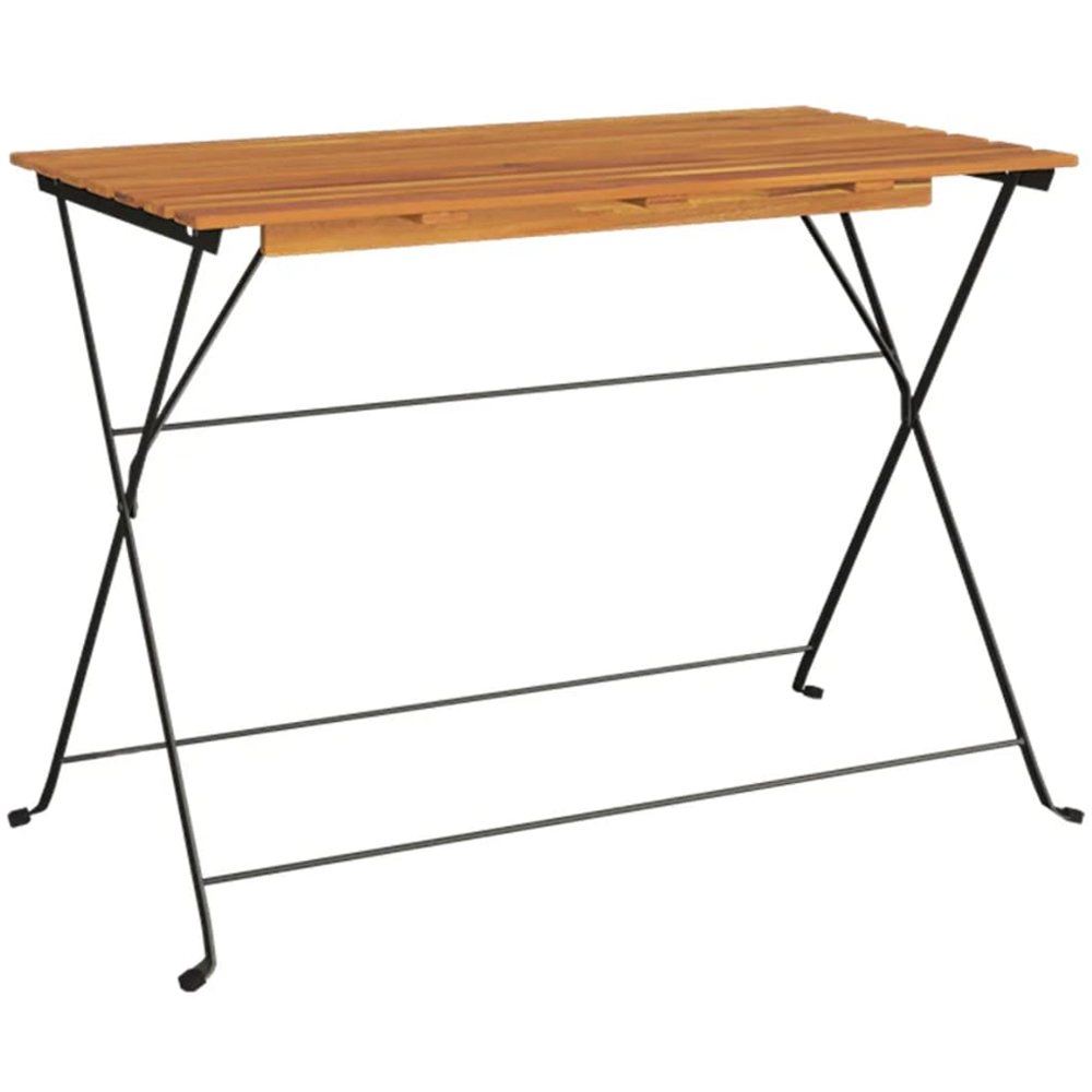 vidaXL 4 Seater Brown and Black Solid Wood Acacia and Steel Foldable Bistro Table Image 2