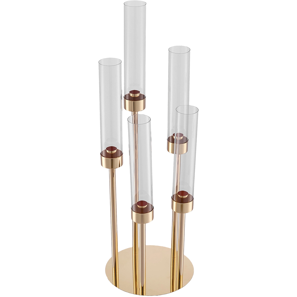 Living and Home 5-Arm Gold LED Candle Candelabra Image 1
