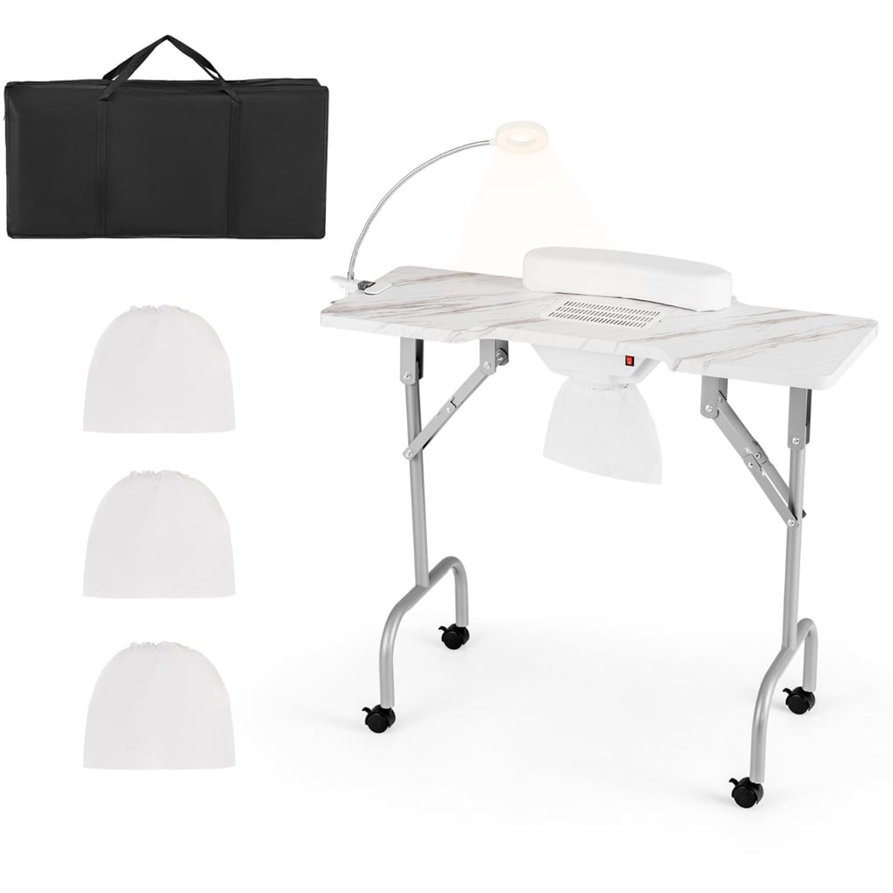 Costway Manicure Folding Nail Table with Electric Dust Collector Image 2