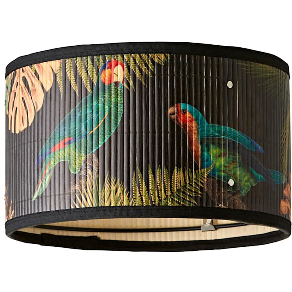 ValueLights Daintree Dark Jungle Bamboo Drum Small Ceiling Lamp Shade Image 1