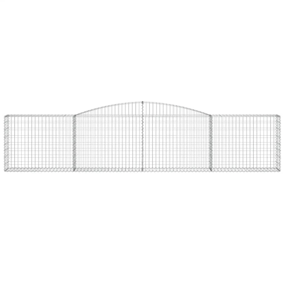 vidaXL Silver Galvanised Iron Arched Gabion Basket 80/100 x 30 x 400cm 6 Pack Image 2