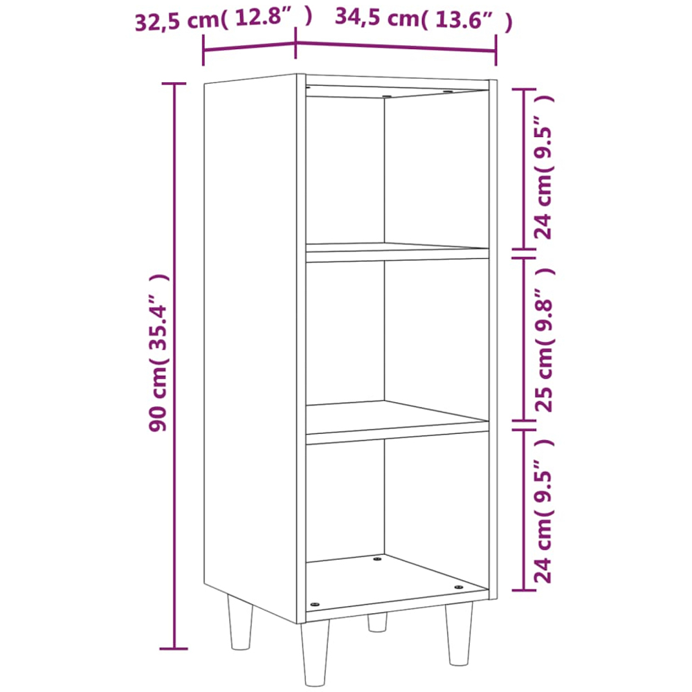 vidaXL 3 Shelf Sonoma Oak Sideboard Image 8