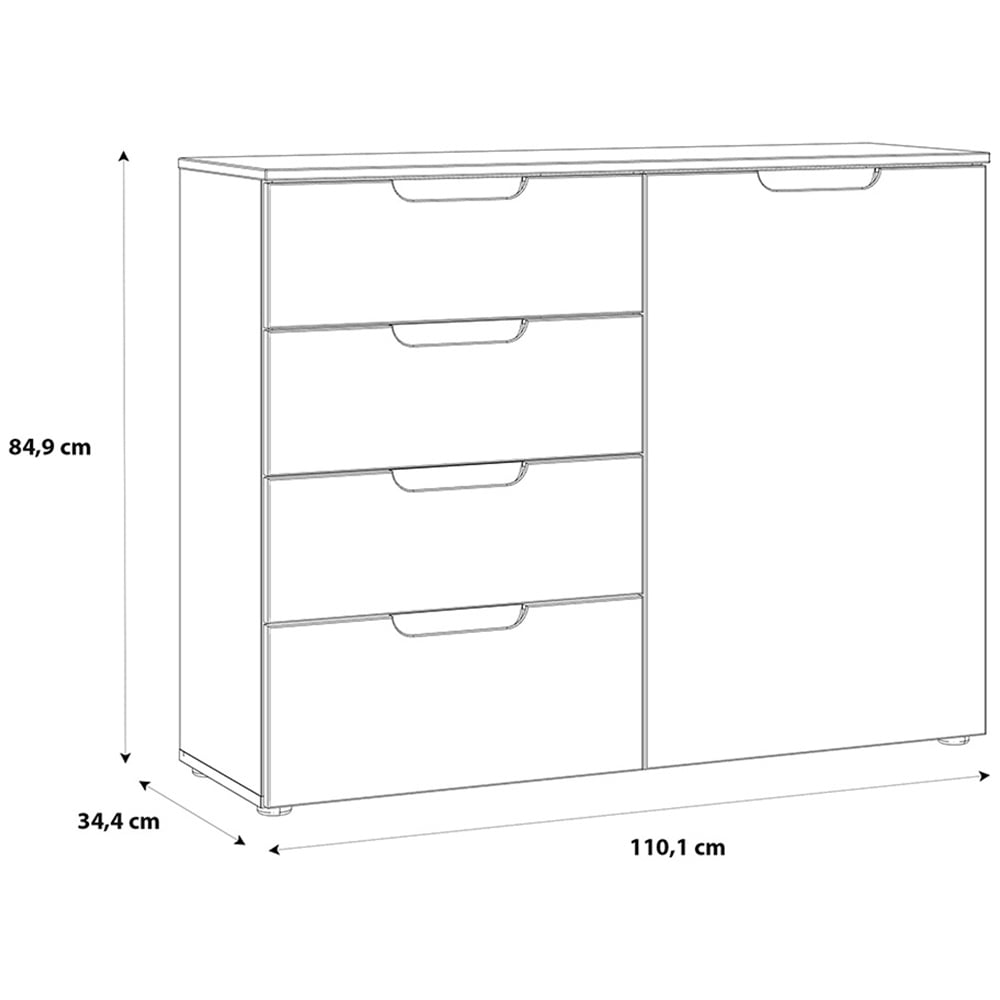 Florence Sienna Single Door 4 Drawer White High Gloss Cabinet Image 8