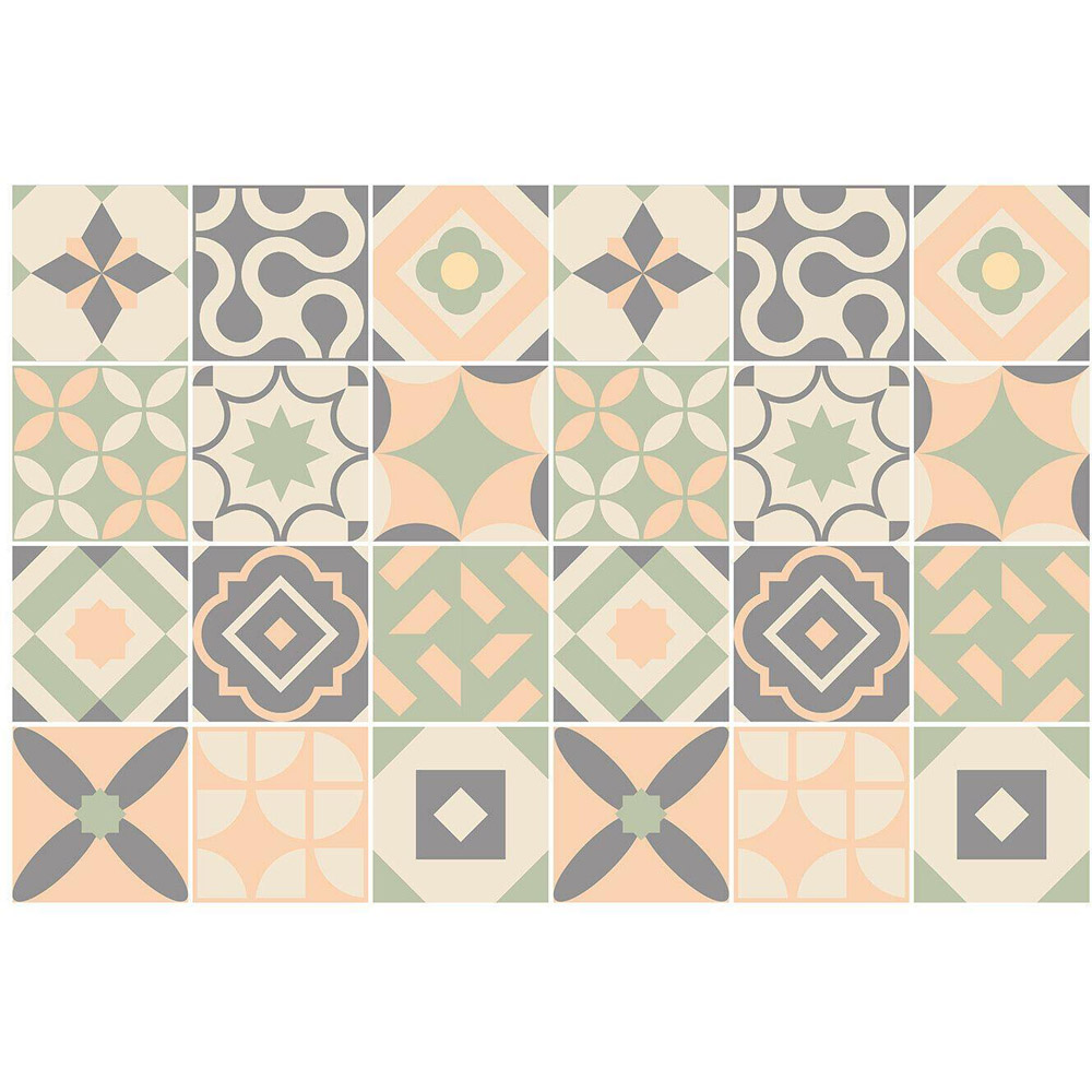 Walplus Kansas Baby Rose and Pastel Green Tile Sticker 24 Pack Image 2