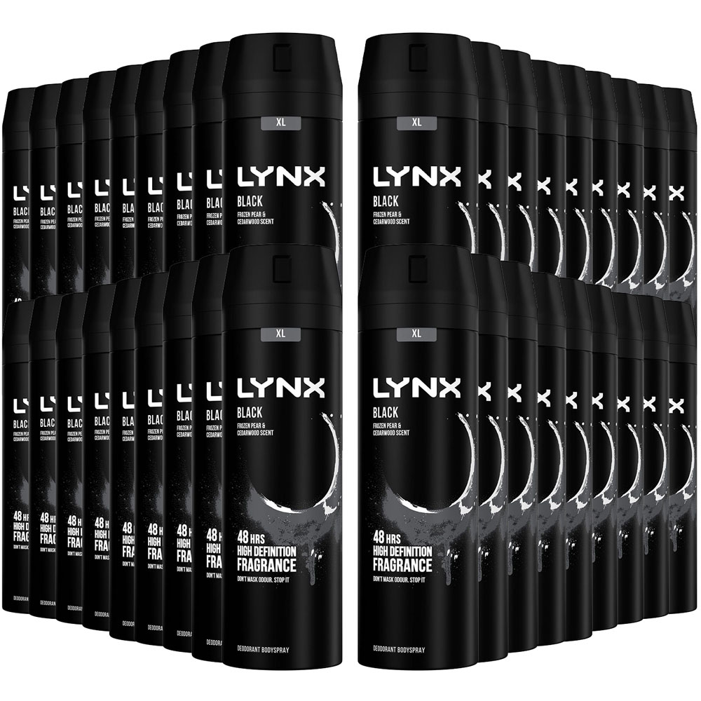 Lynx Black Frozen Pear and Cedarwood 48H Protection Deodorant Body Spray 200ml 36 Pack Image 1