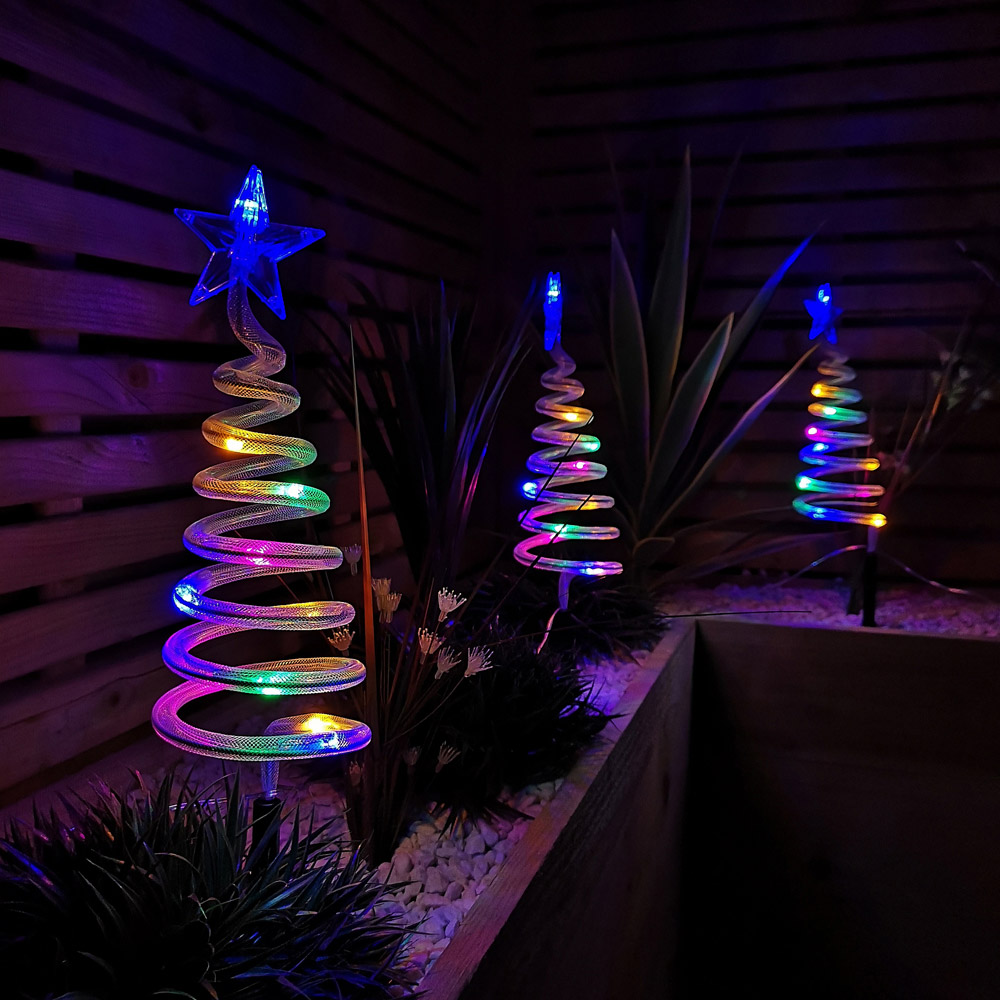 Samuel Alexander 4 Piece Multicolour LED Spiral Tree Christmas Path Light Set Image 8