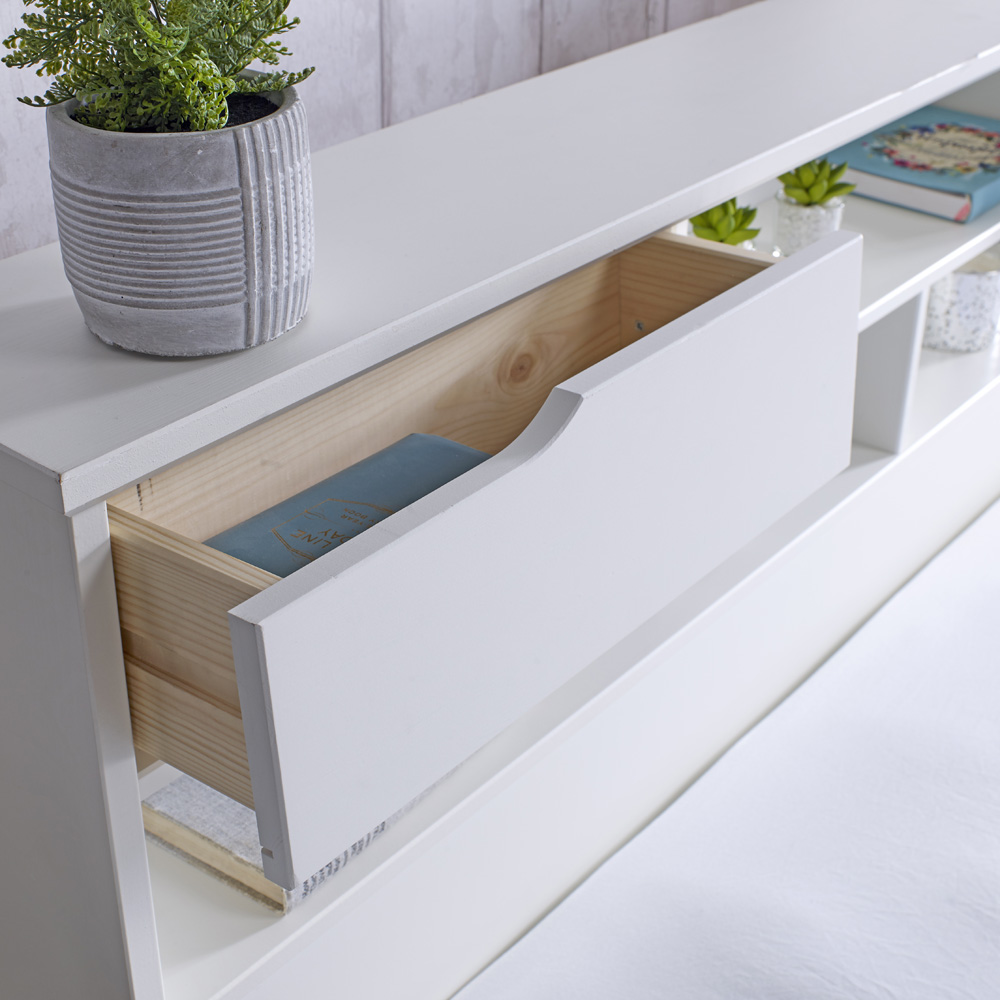 Fabio King Size White Wooden Storage Bed Frame Image 4