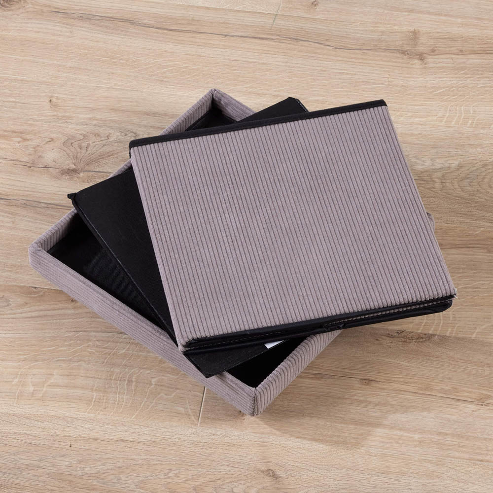 Home Source Grey Corduroy Upholstered Folding Ottoman Image 6
