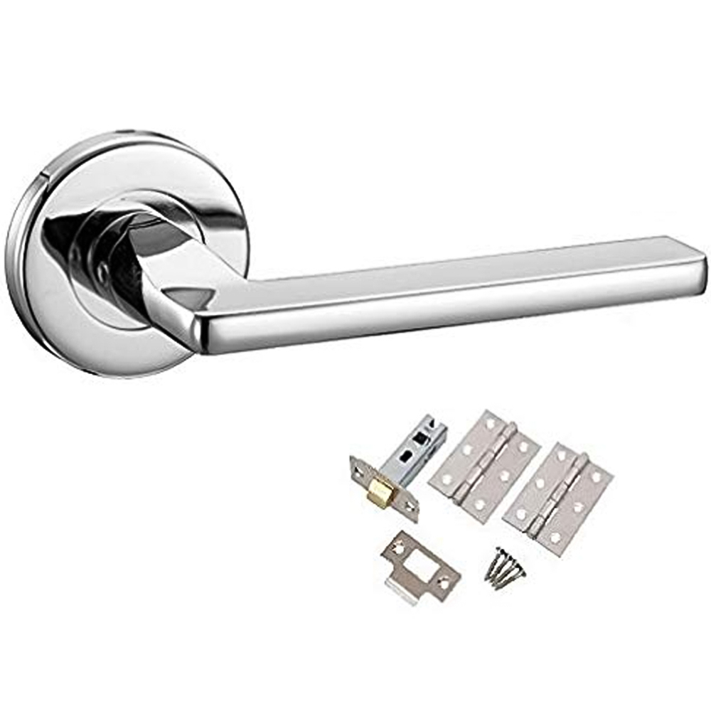 Golden Grace Polished Chrome Leon Door Handle Set Image 2