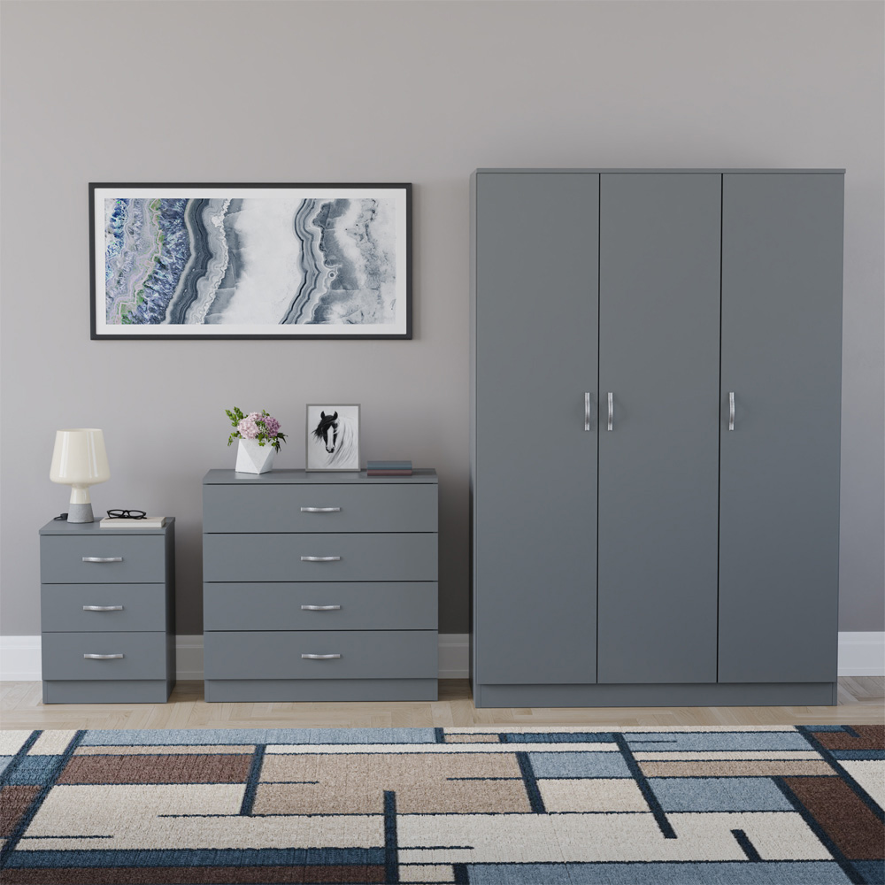 VIDA DESIGNS Riano Grey 3 Piece Bedroom Furniture Set Image 2