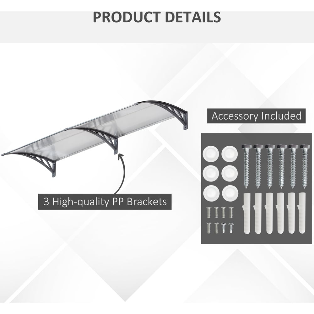 Outsunny Clear Outdoor Door Canopy Awning 1.96 x 0.75m Image 6