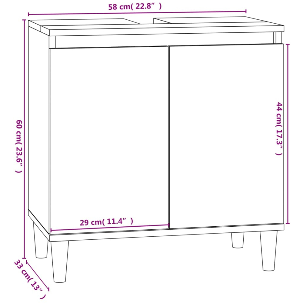 vidaXL 2 Door Wood Brown Oak Washbasin Cabinet Image 9