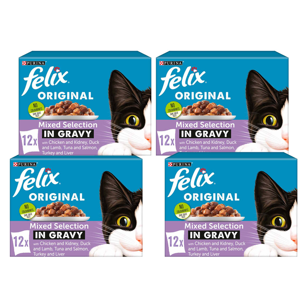 Felix Original Mixed Selection in Gravy Cat Food 100g Case of 4 x 12 Pack Image 1