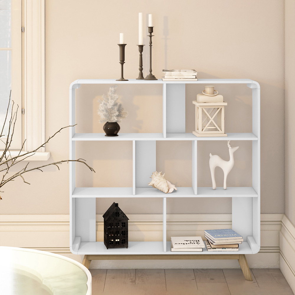 Loft24 Cassie 7 Shelf White Display Unit Image 4