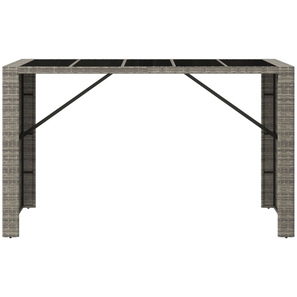 vidaXL Grey Polyrattan Glass Top Bar Table 110 x 80 x 185cm Image 3