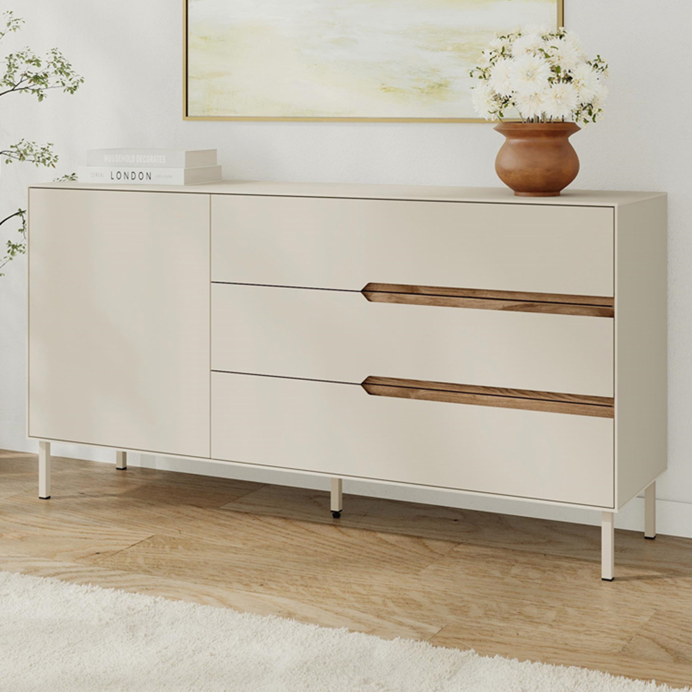 Decortie Arch Single Door 3 Drawer Sandstone Console Table Image 1
