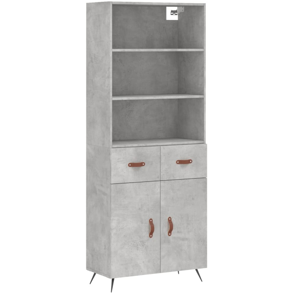vidaXL 2 Door 2 Drawer 3 Shelf Concrete Grey Highboard Image 2