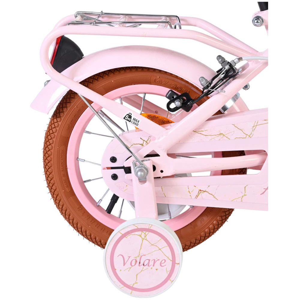 Volare Ashley Kids 12 inch Pink Pastel Bike with Stabilisers Rack and Basket Image 7
