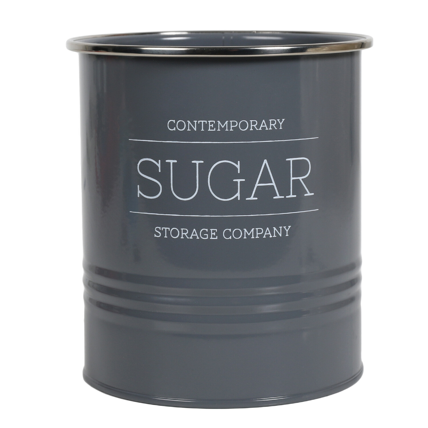 Round Ribbed Canister - Grey Image 2