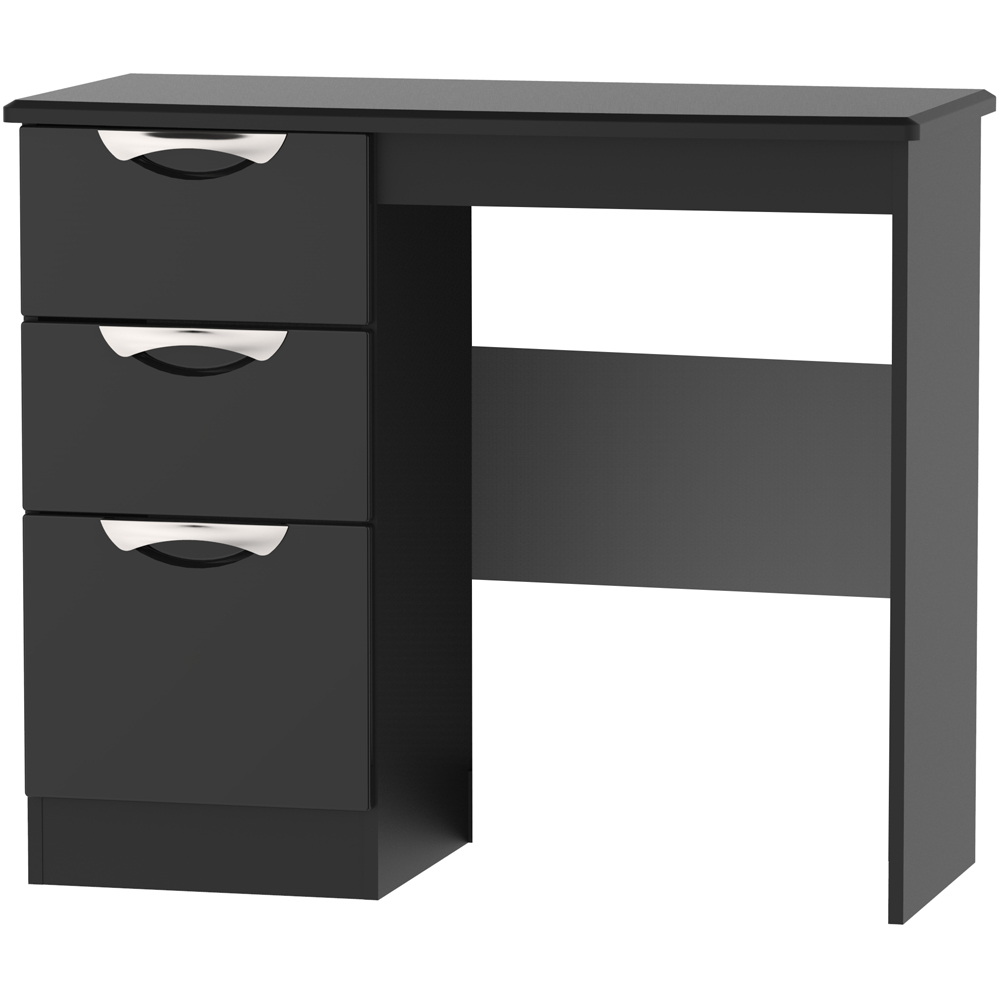 Crowndale Camden 3 Drawer Black Gloss and Black Vanity Dressing Table Ready Assembled Image 2