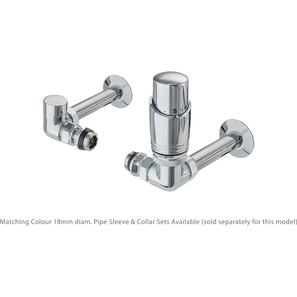 Terma Cylindrical Chrome 3-Axis Thermostatic Radiator Valve and Lockshield Set Image 7