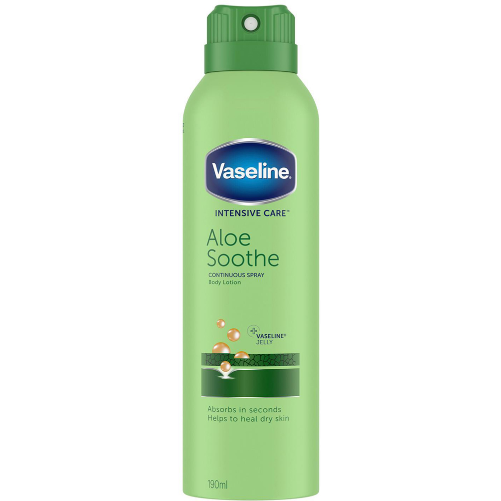 Vaseline Aloe Soothe Body Lotion Spray Moisturiser and Lip Therapy Bundle Image 2