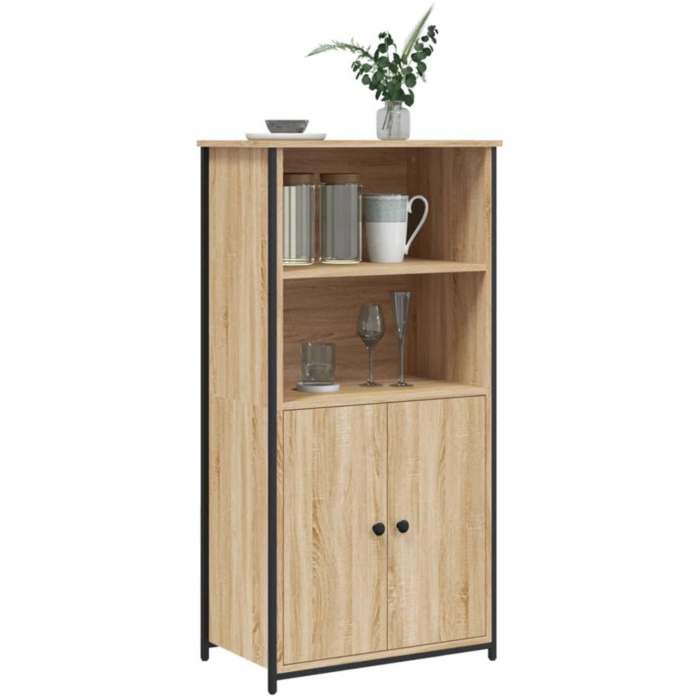 vidaXL 2 Door 2 Shelf Sonoma Oak Wood and Metal Highboard Image 3