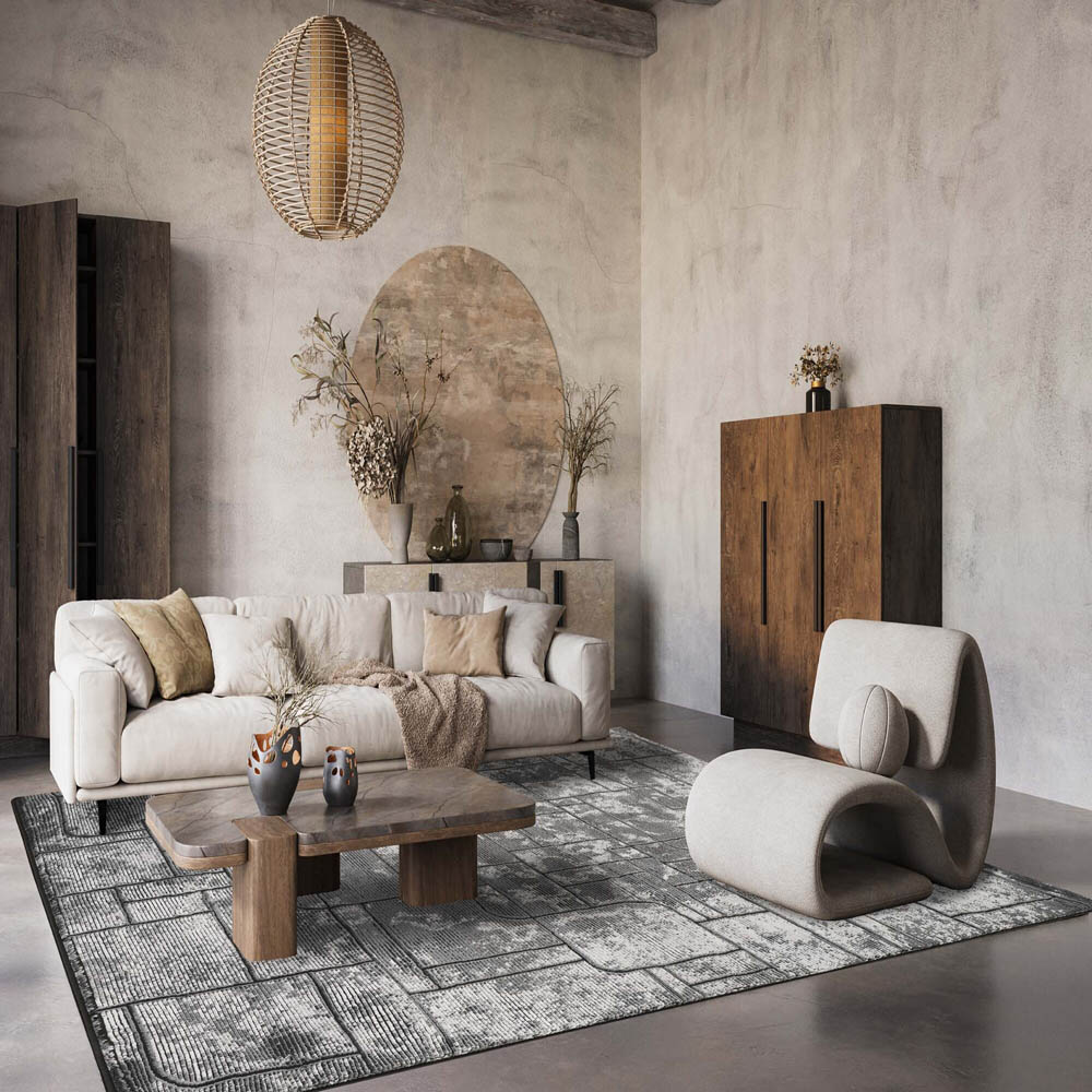 Desire Rugs Belgravia Metallic Sheen Modern Cobble Design Grey Rug 120 x 170cm Image 2