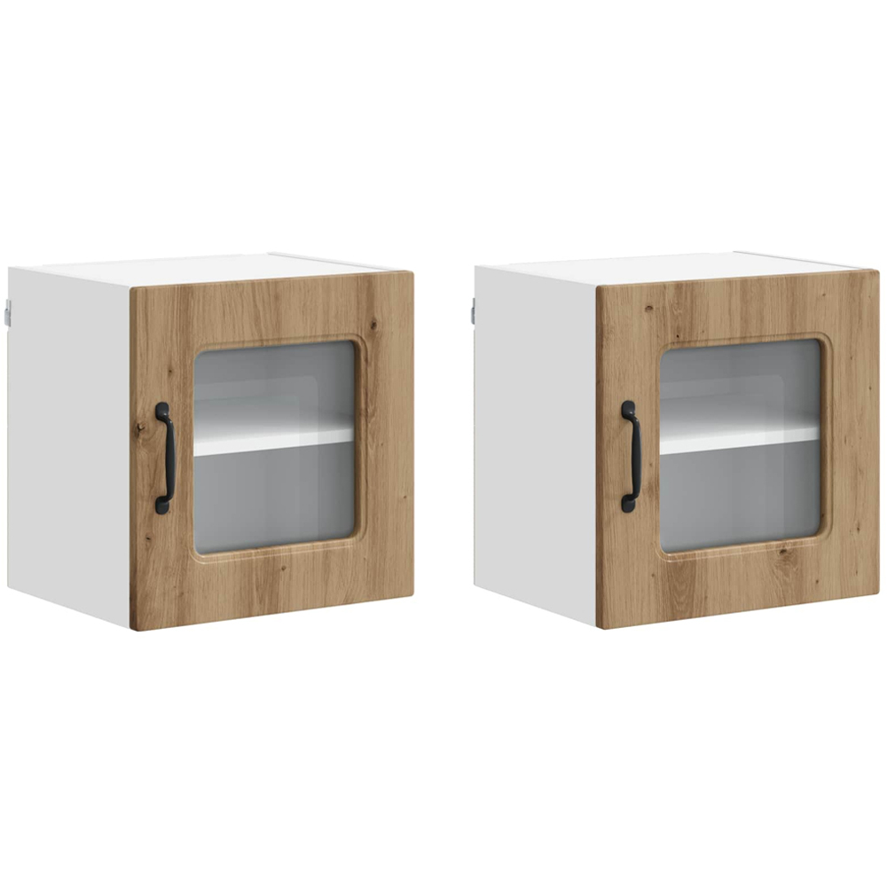 vidaXL Kalmar Single Glass Door Artisan Oak Wall Mounted Kitchen Cabinet Set of 2 Image 2