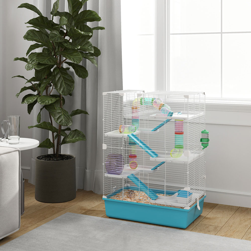 PawHut Light Blue 6 Tier Hamster Cage with Twin Tower and Accessories Image 2