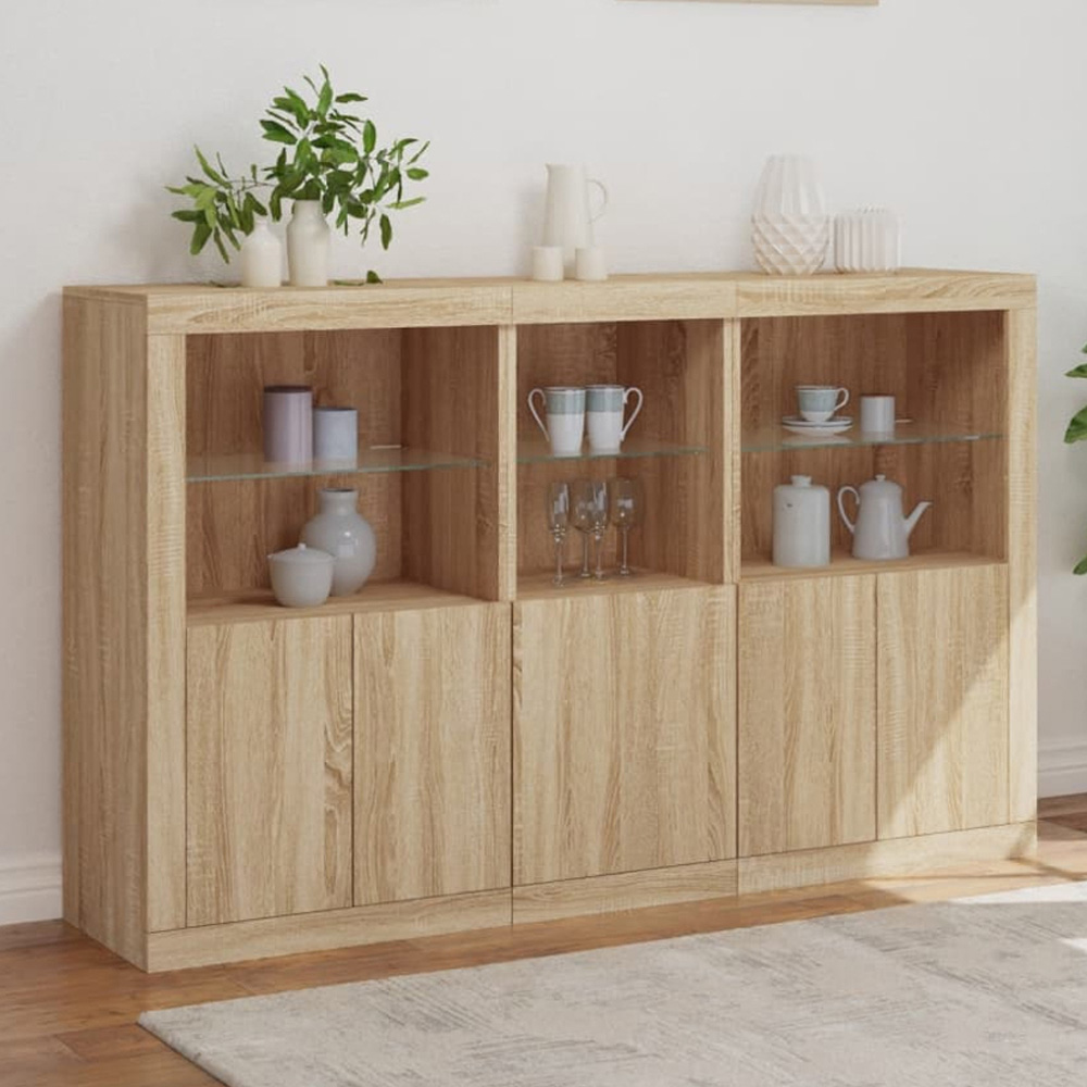 vidaXL 6 Door 6 Shelf Sonoma Oak Large Sideboard Image 1