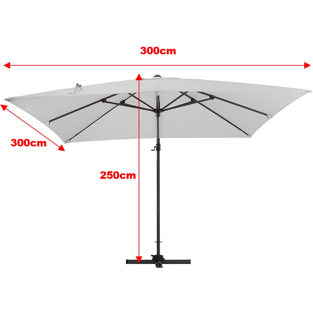 Living and Home Grey Square Rotatable Crank Cantilever Parasol with Reservoir Base 3m Image 8