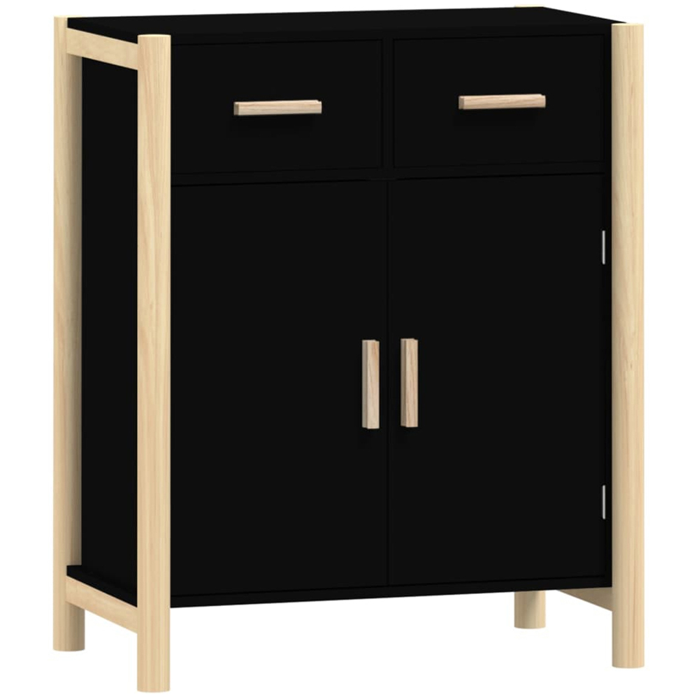 vidaXL 2 Door 2 Drawer Black Wooden Sideboard Image 2