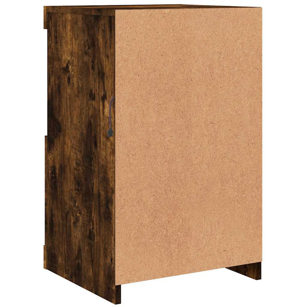vidaXL Single Door 2 Shelf Smoked Oak Side Cabinet with LED Lights Image 9