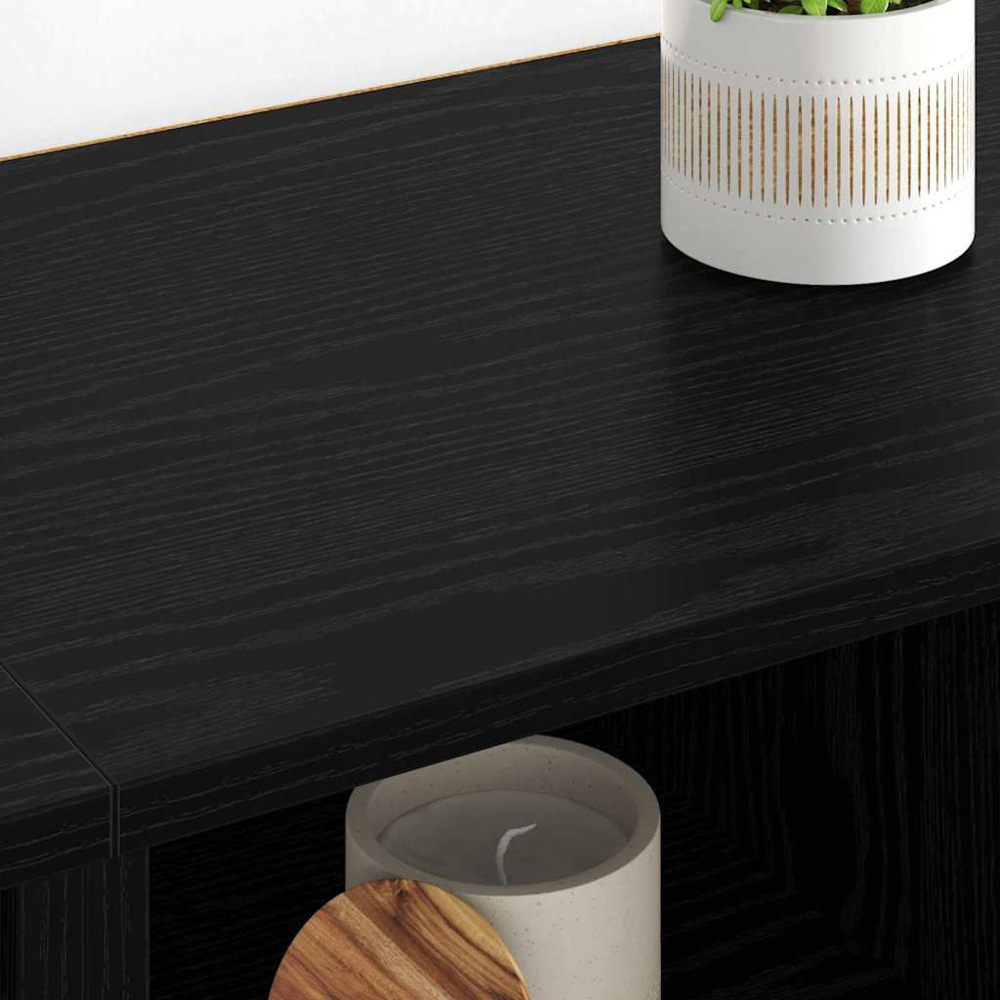 vidaXL 2 Door 2 Shelf Black Compact Sideboard Set of 2 Image 4
