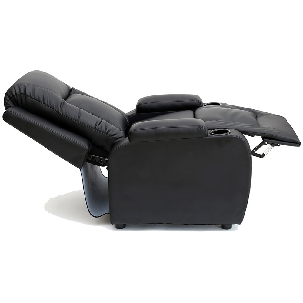 Furniture Online Oscar Black Bonded Leather Pushback Recliner Chair with Cupholders Image 7