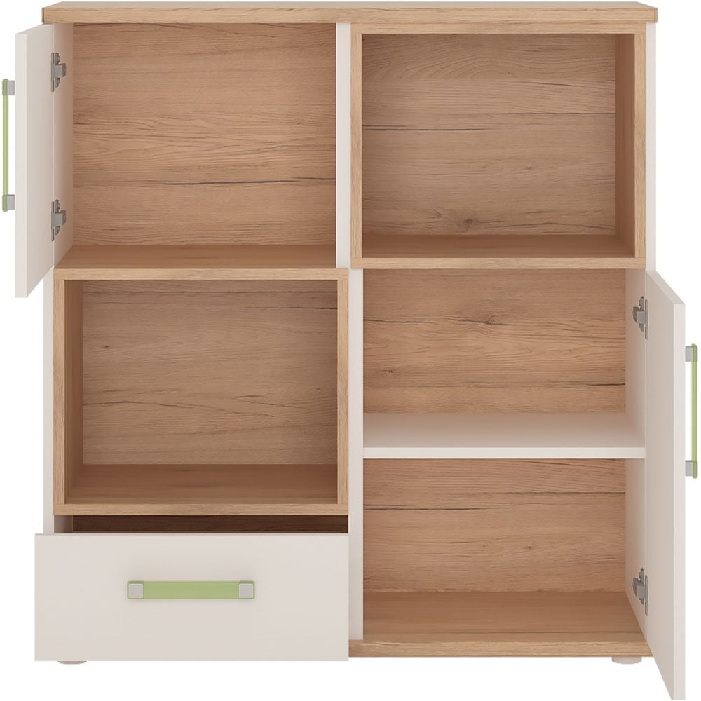 Florence 4KIDS 2 Door 2 Shelf Oak and White Cupboard with Lemon Handles Image 3