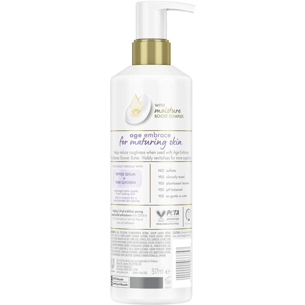 Dove Body Love Age Embrace Body Cleanser with Peptide Serum and Glycerine 517ml 12 Pack Image 3