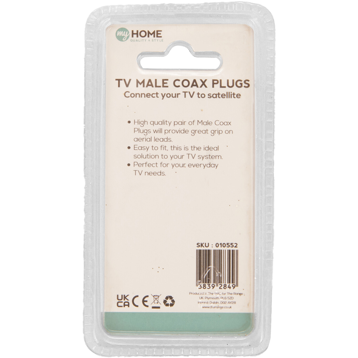 My Home TV Male Coax Plugs 2 Pack Image 2