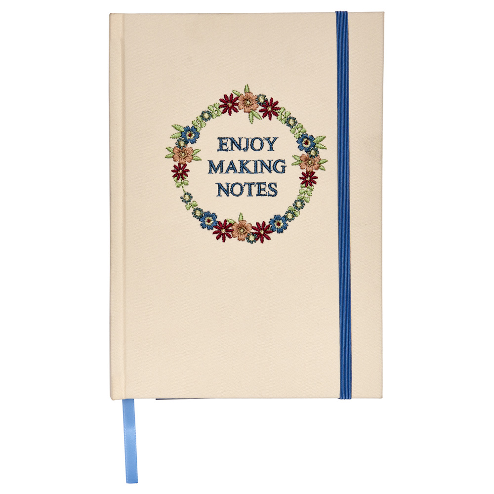 Wilko A5 Fabric Embroidered Notebook Fond Memories Image 1