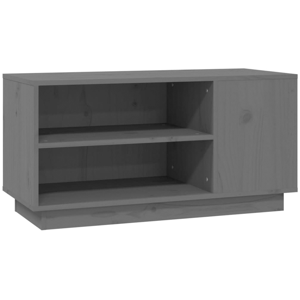 vidaXL 4 Shelf Grey Solid Pine TV Cabinet Image 2