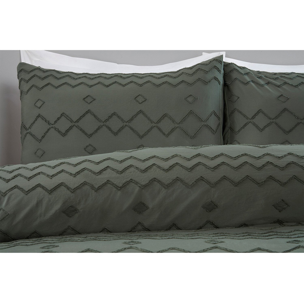 Adah Tufted Geo Duvet Cover and Pillowcase Set - Charcoal / King Image 5